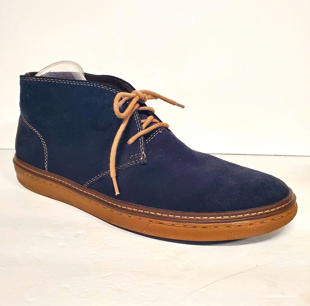 J&M Men’s Wallace Blue Suede brown leather Chukka lace up Boot shoes 10